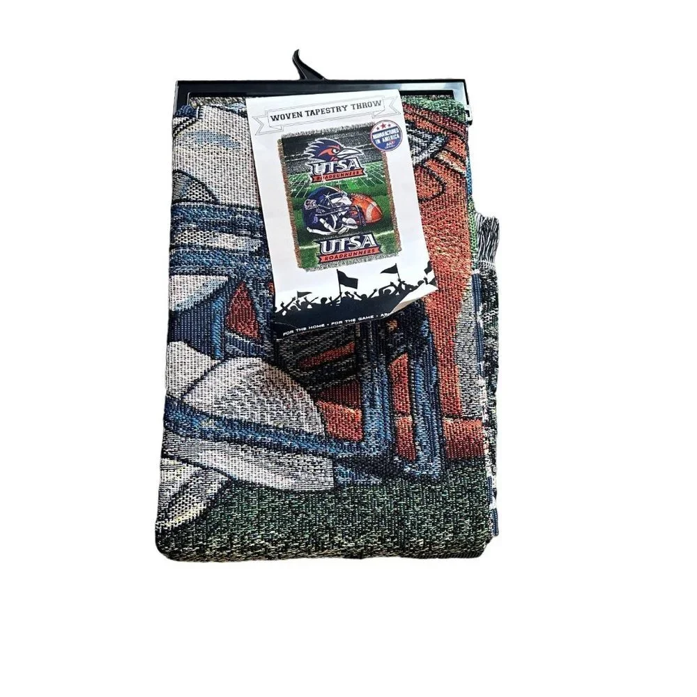NEW UTSA Texas at San Antonio Football Roadrunners Woven Tapestry‎ Throw 48x60